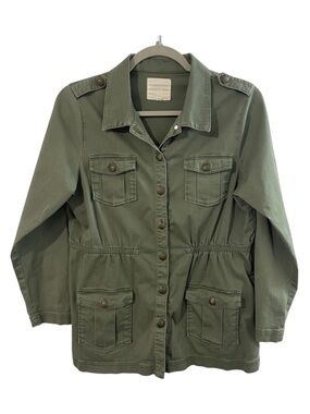 Copper Key Girls Button Front Utility Jacket Army Olive Green Pockets Size XL
